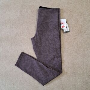 Tuff Athletics Leggings Brown Size Large Yoga Active Pant Floral Stretch NWT